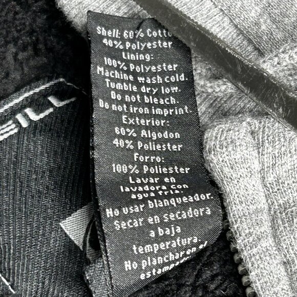 O'Neill Hoodie Mens Extra Large Y2K Gray Sherpa Lined Zip Up Jacket Spell Out - Picture 8 of 15